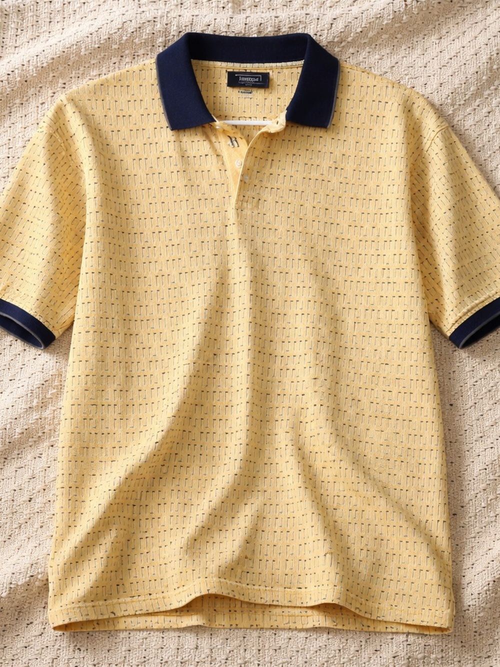 Haggar Yellow Polo with Navy Contrast Collar